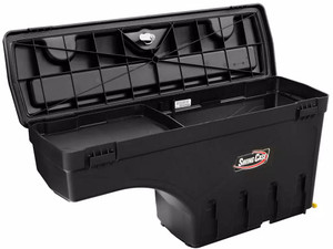 UnderCover Swing Case Tool Box | Left Side Wheel-Well Storage | Secure Locking Lid | 75lb Capacity | Creates Extra Bed Space
