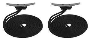 2x Premium Double Braided Boat Dock Line | 825lb Weight Capacity | 3/8" x 15' | Black Nylon 2x Premium Double Braided Boat Dock Line | 825lb Weight Capacity | 3/8" x 15' | Black Nylon