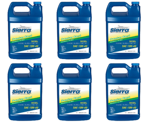 6x Premium Sierra Marine SAE 15W-40 Oil | 1 Gallon Jug | CAT ECF-2/ ECF-1/ DHD-1 | NMMA FC-W Certified