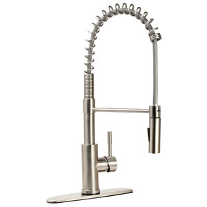 Upgrade Your RV Kitchen with Dura Faucet Brushed Satin Nickel Faucet | Single Piece | Streamline Coil Spring Pull-Down Handle Upgrade Your RV Kitchen with Dura Faucet Brushed Satin Nickel Faucet | Single Piece | Streamline Coil Spring Pull-Down Handle