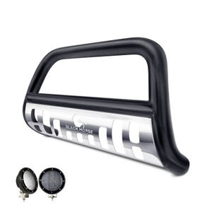 Ultimate Style and Protection | Black Horse Offroad Bull Bar, Polished Stainless Steel, With Skid Plate, LED Lights Included Ultimate Style and Protection | Black Horse Offroad Bull Bar, Polished Stainless Steel, With Skid Plate, LED Lights Included