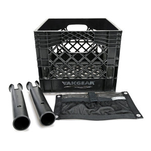 YakGear Kayak Crate | Black Storage Solution | With Build-A-Crate Rod Holder | Accessory Pouch