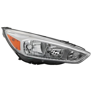Xtune Headlight Assembly | OE Replacement Single Chrome Housing with Halogen Bulbs Amber/ White Output