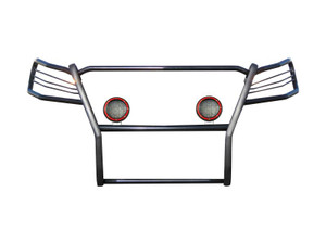 Black Horse Offroad Grille Guard | Modular Steel Construction, Powder Coated, With Brush Guard, 5.3 Inch LED Lights Black Horse Offroad Grille Guard | Modular Steel Construction, Powder Coated, With Brush Guard, 5.3 Inch LED Lights