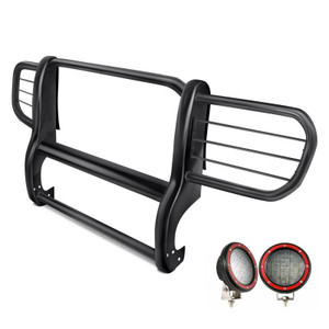 Black Horse Offroad Grille Guard 17EH26MA-PLFR Powder Coated; Black; Steel; Modular; 1-1/2 Inch Diameter; With Brush Guard; Without Skid Plate Black Horse Offroad Grille Guard 17EH26MA-PLFR Powder Coated; Black; Steel; Modular; 1-1/2 Inch Diameter; With Brush Guard; Without Skid Plate