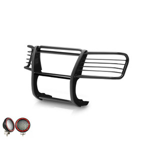 Black Horse Offroad Grille Guard 17FP27MA-PLFR Powder Coated; Black; Steel; Modular; 1-1/2 Inch Diameter; With Brush Guard; Without Skid Plate