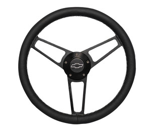Grant Billet Series Steering Wheel | Leather Wrapped 3 Spoke | Chevrolet Logo | Polished Aluminum Grant Billet Series Steering Wheel | Leather Wrapped 3 Spoke | Chevrolet Logo | Polished Aluminum