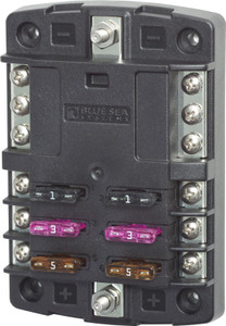 Blue Sea Fuse Block | 32V DC 100Amp | 6 Circuits | ATO/ATC Blade Fuse Blue Sea Fuse Block | 32V DC 100Amp | 6 Circuits | ATO/ATC Blade Fuse