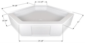 Icon Neo Angle Shower Pan | Durable ABS Plastic | Center Drain | Made in USA