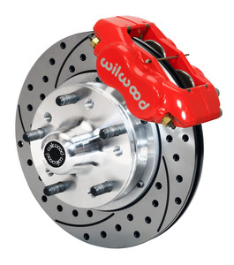 Wilwood Forged Dynalite Pro Brake Conversion Kit | Performance Upgrade, +0.18 Offset | Black Drilled & Slotted Rotor, Red 4 Piston Calipers Wilwood Forged Dynalite Pro Brake Conversion Kit | Performance Upgrade, +0.18 Offset | Black Drilled & Slotted Rotor, Red 4 Piston Calipers