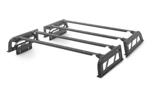 DV8 Offroad Bed Cargo Rack | MTO Series | Bed Side Mount | Adjustable Length | 8 D-Rings | RotopaX Mount | Hi-Lift Jack Mount | Powder Coated Black