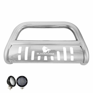 Black Horse Offroad Bull Bar | 2-1/2 Inch Tube | Polished Stainless Steel | Skid Plate | LED Lights Black Horse Offroad Bull Bar | 2-1/2 Inch Tube | Polished Stainless Steel | Skid Plate | LED Lights