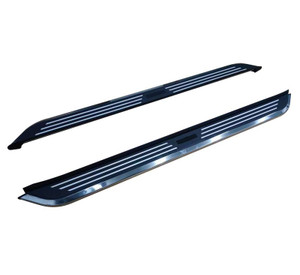 Black Horse Offroad Running Board | Pinnacle Black Aluminum 5-1/2 Inch Step, Stainless Steel Trim, Frame Mount