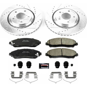 Power Stop Z23 Evolution Sport Brake Kit | Carbon-Fiber Ceramic Pads, Drilled & Slotted Rotors, Zinc Plated | Sport Use