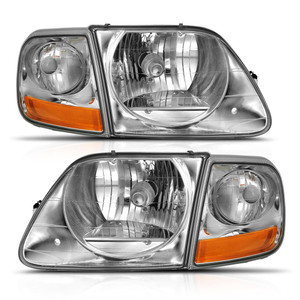ANZO USA Crystal Halogen Headlight Assembly | Clear Lens, Chrome Housing | Set Of 2 ANZO USA Crystal Halogen Headlight Assembly | Clear Lens, Chrome Housing | Set Of 2