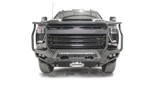Fab Fours Matrix Series Bumper | Aggressive Design, Winch Ready, 30 Inch Light Bar Mount, Matte Black Steel