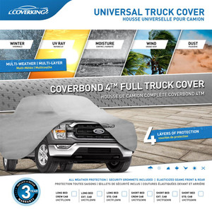 Ultimate Protection Car Cover for Full Size Trucks | Gray Polypropylene, Lockable, All Weather, Reinforced Stitching