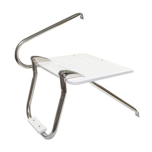 Premium WhiteCap Industries Dock Ladder | Permanent Mount Folding | 304 Stainless Steel Handrails | Teak & Stainless Construction Premium WhiteCap Industries Dock Ladder | Permanent Mount Folding | 304 Stainless Steel Handrails | Teak & Stainless Construction