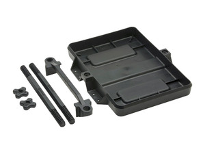 Non-Corrosive Black Plastic Battery Tray | Adjustable Height Crossbar | Heavy Duty | Made in USA Non-Corrosive Black Plastic Battery Tray | Adjustable Height Crossbar | Heavy Duty | Made in USA