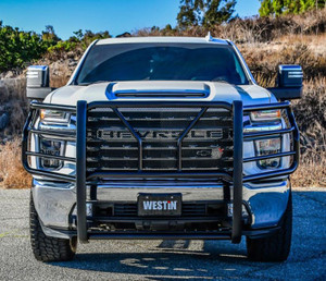 Upgrade Your Chevy Silverado 3500 HD/2500 HD with Westin Automotive Grille Guard | Heavy Duty Steel, Modular Design, Black Powder Coated