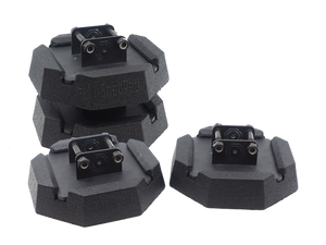 SnapPad Leveling Jack Foot Pad SJU4 SnapJack; Fits 5000 And 7500 Pound Weight Rated Scissor Jack; Used For Travel Trailers/Pop-up Campers/Teardrop Trailers/Fifth Wheels; 8.15 Inch Diameter; Rubber And Powder Coated Steel Metal Foot; Black; Set of 4