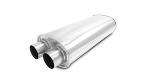 Vibrant Performance Exhaust Muffler 10538 8-1/2 Inch Width; 5-1/4 Inch Height; Dual 2-1/2 Inch Inlet; Dual 2-1/2 Inch Outlet; 22 Inch Overall Length; Aluminum Case