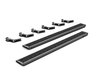 N-Fab Running Board GFC19QC-TX Growler; Textured Powder Coated; Black; Aluminum; Unlighted; Rocker Panel Mount; With Sure Grip Tread And Aluminum End Caps