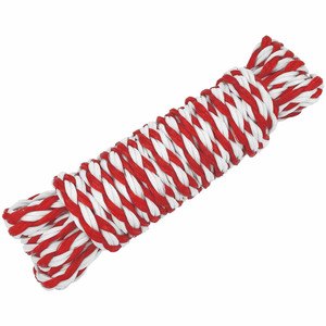 T-H Marine Utility Line BE-CO-53460-DP Hollow Braided; 3/8 Inch Diameter x 10 Foot Length; Red/White; Polypropylene; UV Resistant; 816 Pound Breaking Strength/163 Pound Safe Working Load Capacity
