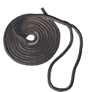 T-H Marine Boat Dock Line BE-CO-52873-DP Double Braided; UV/Abrasion Resistant; 3700 Pound Breaking Strength/740 Pound Safe Working Load Capacity; 3/8 Inch Diameter x 25 Foot Length; Black; Premium Nylon; 12 Inch Spliced Eye End