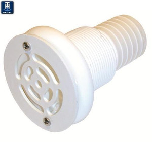 T-H Marine Boat Multi Purpose Drains TH-1502F-B Used as Overflow Drain For Baitwell; Thru Hull Mount; Straight; 1-1/2 Inch Size; White; Single; With Filter
