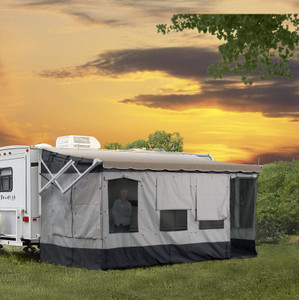 Ultimate Carefree RV Awning Enclosure | Vacation'R | Fits 12-13ft Awnings | Weatherproof Gray Tent | Easy Setup | Privacy Panels | Stakes & Skirting Included Ultimate Carefree RV Awning Enclosure | Vacation'R | Fits 12-13ft Awnings | Weatherproof Gray Tent | Easy Setup | Privacy Panels | Stakes & Skirting Included