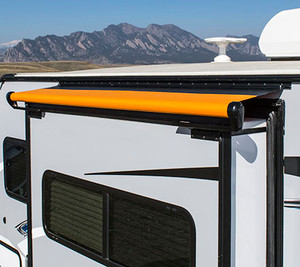 Effortlessly Protect RV Slide Out | Carefree Alpine  Slide Out Cover | Solid Black Vinyl | Automatic Operation