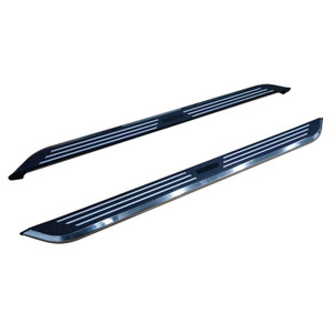 Black Horse Offroad Running Board PIH2370 Pinnacle; Black Aluminum/Chrome Stainless Steel Trim; Unlighted; Frame Mount; With Mounting Hardware; 350 Pound Capacity; 5-1/2 Inch Step Width