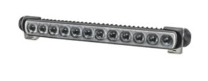 Hella Light Bar 958040081 LED; 13.7 Inch Length; 12 Clear Bulb; 25 Watt; Pencil Beam; 1500 Lumens/2200 Lumens; Clear Lens; Black Housing; Surface Mount; With Mounting Brackets