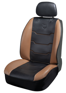 Plasticolor Seat Cover 008688R01 Deluxe; Low Back; WeatherPro Logo; Leather; Black; Single; With Head Rest