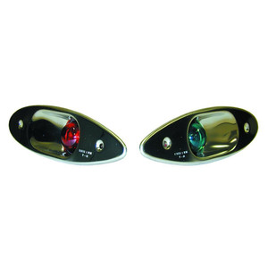 T-H Marine Navigation Light SEL-1LED-DP Shark Eye; Starboard Light; Oval; LED; Red/Green Lens; Stainless Steel Housing; With Tin Wire; ABYC A-16/USCG Approved; Set Of 2 T-H Marine Navigation Light SEL-1LED-DP Shark Eye; Starboard Light; Oval; LED; Red/Green Lens; Stainless Steel Housing; With Tin Wire; ABYC A-16/USCG Approved; Set Of 2