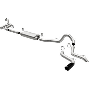 Magnaflow Performance Exhaust System Kit 19678 Overland Series Cat-Back System; Stainless Steel; With Mufflers; 3 Inch Pipe Diameter; Single Exhaust With Single Exit; Single Driver Side Rear Exit; 4 Inch Black Chrome Tip; With Band Clamps