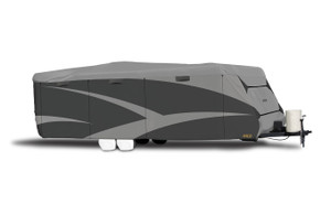 Designer SFS AquaShed Travel Trailer Cover | Fits Up To 15 Foot Length | Moderate Weather Protection, Breathable, Water Resistant | UV Protection | Two-Tone Gray Designer SFS AquaShed Travel Trailer Cover | Fits Up To 15 Foot Length | Moderate Weather Protection, Breathable, Water Resistant | UV Protection | Two-Tone Gray