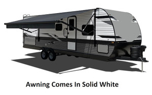 Velarium Awning VR16001000A Patio Awning; Electric; 16 Foot Length x 8 Foot Extension; Solid White; Vinyl; Without Weather Cover; Black Casting; Adjustable Pitch; With LED Light