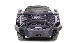 Fab Fours Bumper GM24-A6252-1 Premium; One Piece Design; Direct Fit; Mounting Hardware Included; With Pre-Runner Guard; With Internal Winch Mount For 16 500 Pound Winch; With D-Ring Mounts; Powder Coated Black Steel; With Sensor