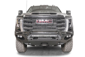 Fab Fours Bumper GM24-X6252-1 Matrix Series; One Piece Design; Direct Fit; Mounting Hardware Included; With Pre-Runner Guard; With D-Ring Mounts; Powder Coated Black; 3/16 Inch Plate Steel; Winch Control Box Relocation Kit Sold Separately