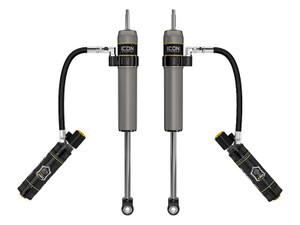 Icon Vehicle Dynamics Shock Absorber 57808EP 2.5 Series; Nitrogen Gas Charged; With Remote Reservoir; One Year Limited Warranty; Electronic Adjustable Valving; Without Shock Boots; Gray; Set Of 2