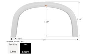 Icon Fender Skirt 12889 Single Axle; Fits Four Winds Motorhomes; 37 Inch Length x 19-1/2 Inch Height; Black; ABS Plastic; Covers Single Wheel; Single; Use Measurements To Determine Proper Fitment Before Ordering