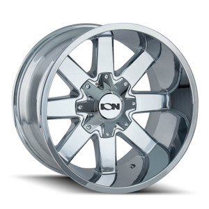 ION Wheels Wheel 141-2137C Series 141; 20 Inch Diameter x 10 Inch Width; 60 Degree Conical Seat Lug; -19 Millimeter Offset; 4.75 Inch Backspacing; 106.00 Millimeter Center Bore; 8 Spoke; 1 Piece Cast Aluminum Construction; Chrome Plated