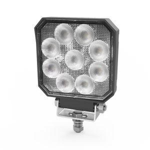 Ecco Electronic Work Light E92006W Square; Pedestal Mount; Flood Beam; 1500 Raw Lumens; 1.2 Amps At 12 To 24 Volt DC; Nine 1.5 Watt LED; Clear Polycarbonate Lens; Rugged Heatsink Housing