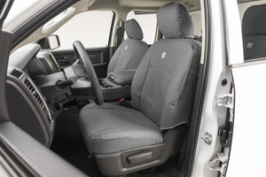 Covercraft Seat Cover SSC2415CAGY Carhartt SeatSaver; Seat Style C - Bucket With Adjustable Headrests; Duck Weave Fabric; Carhartt Gravel; Set Of 2 Covercraft Seat Cover SSC2415CAGY Carhartt SeatSaver; Seat Style C - Bucket With Adjustable Headrests; Duck Weave Fabric; Carhartt Gravel; Set Of 2
