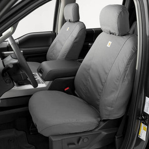 Covercraft Seat Cover SSC2429CAGY Carhartt SeatSaver; Seat Style C - Bucket Seat With Adjustable Headrests; Duck Weave Fabric; Gravel; Set Of 2 Covercraft Seat Cover SSC2429CAGY Carhartt SeatSaver; Seat Style C - Bucket Seat With Adjustable Headrests; Duck Weave Fabric; Gravel; Set Of 2