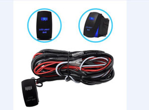 Race Sport Lighting Light Bar Wiring Harness RS0007 For Light Bar/Driving Lights/Work Light; With Illuminated Rocker Switch; 16 AWG Copper Wire With PVD Tube; 6 Foot Length Wire; With 12 To 24 Volt 40 Amp Relay; 30 Amp Fuse