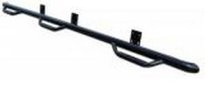 N-Fab Nerf Bar - Truck Wheel To Wheel F1597QC-6 Bed Access; With Drop Down Steps; With Bed Step; 3 Inch Round Bent; Black Gloss Textured Powder Coated Steel; Without End Caps; Rocker Panel Mount