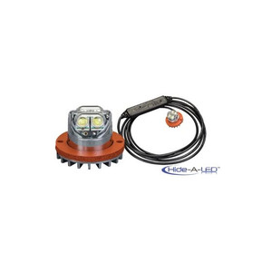 Ecco Electronic Warning Light 9011C Hide-A-LED; 1-1/2 Inch Diameter x 1.1 Inch Height; Concealed Directional LED; Flange 1 Inch Hole Mount; 4 White LED; Clear Lens; 16 Flash Patterns; 12 To 24 Volt DC; With 9 Foot Cable Ecco Electronic Warning Light 9011C Hide-A-LED; 1-1/2 Inch Diameter x 1.1 Inch Height; Concealed Directional LED; Flange 1 Inch Hole Mount; 4 White LED; Clear Lens; 16 Flash Patterns; 12 To 24 Volt DC; With 9 Foot Cable